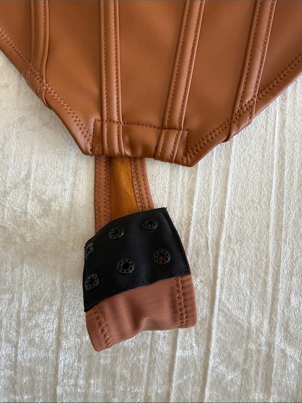 NWOT Popilush Brown Faux-Leather Bodysuit - Picture 2 of 7